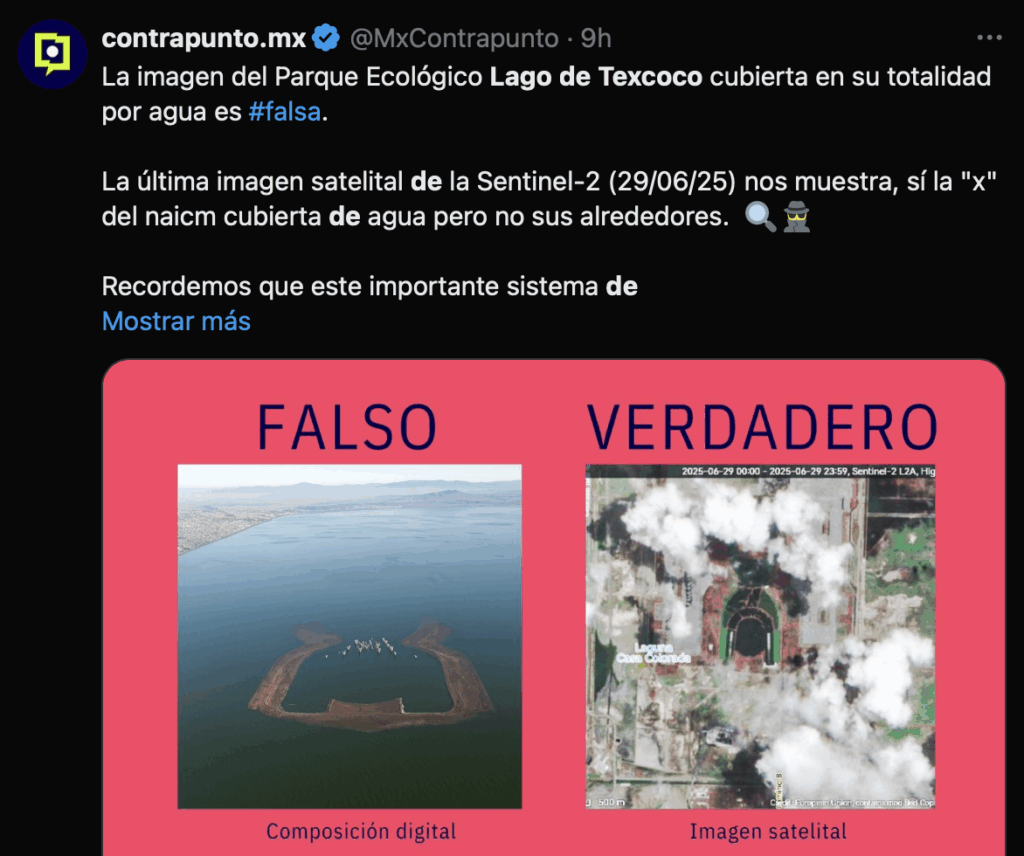 Recientemente, una imagen que muestra al Nuevo Aeropuerto Internacional de la Ciudad de México (NAICM) inundado se ha viralizado en redes sociales. Esta fotografía sugería que las lluvias recientes habían anegado una gran parte de la zona, generando alarma y especulación entre los ciudadanos. A medida que la imagen circulaba, muchos usuarios atribuyeron la responsabilidad a una operación de desinformación de influencers afines a la 4T